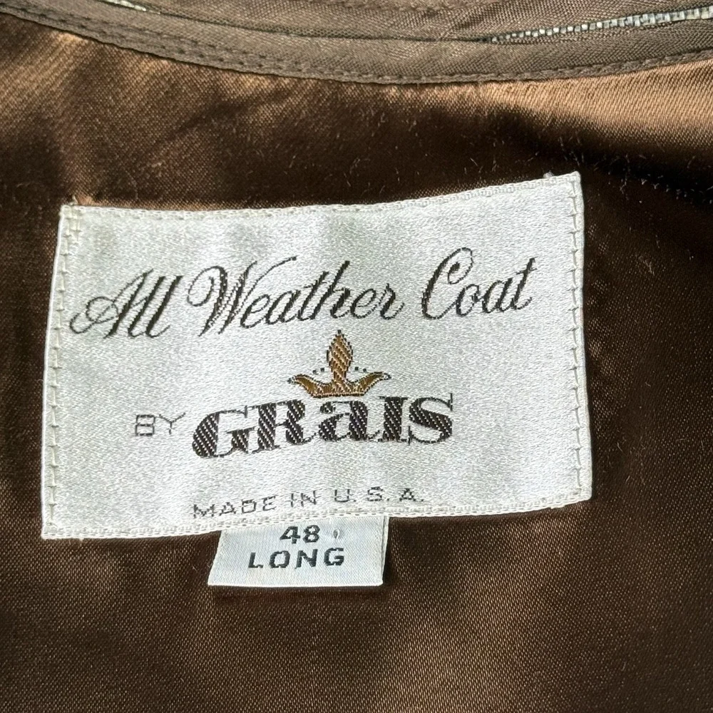Vintage Grais Western Overcoat Mens 42L‎ Chocolate Jacket Coat Made in USA Liner